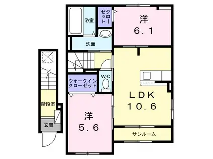 OHANA(2LDK/2階)の間取り写真