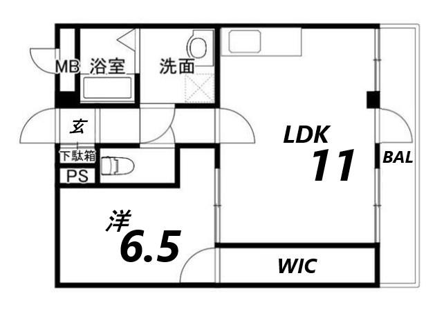 カルム白鷺(1LDK/6階)の間取り写真