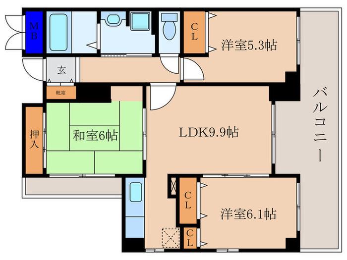 メゾン油小路(3LDK/9階)の間取り写真