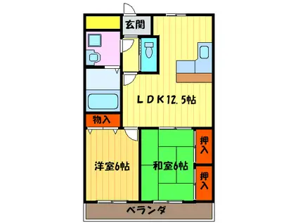 パレグランシャリオ(2LDK/4階)の間取り写真