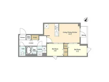 グランカーサ千駄木(2LDK/3階)の間取り写真