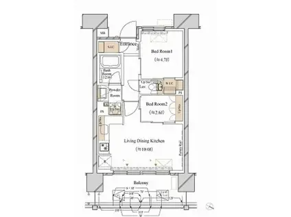 ブランシエスタ新丸子リバーフロント(2LDK/8階)の間取り写真