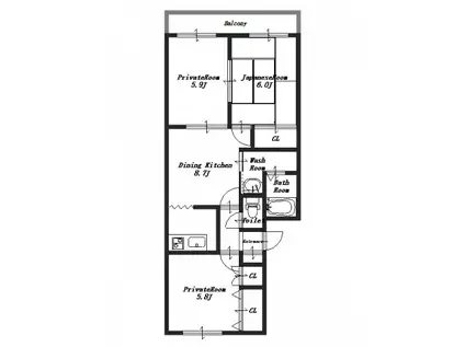 モアイーストVI(3DK/2階)の間取り写真
