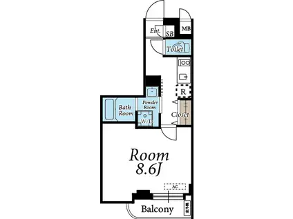 アイディ御殿山ヒルズトップ(1K/1階)の間取り写真