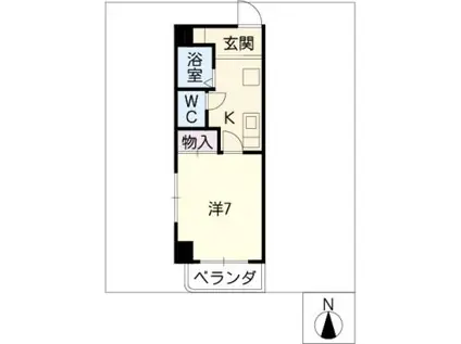 シャンフレ(1K/1階)の間取り写真