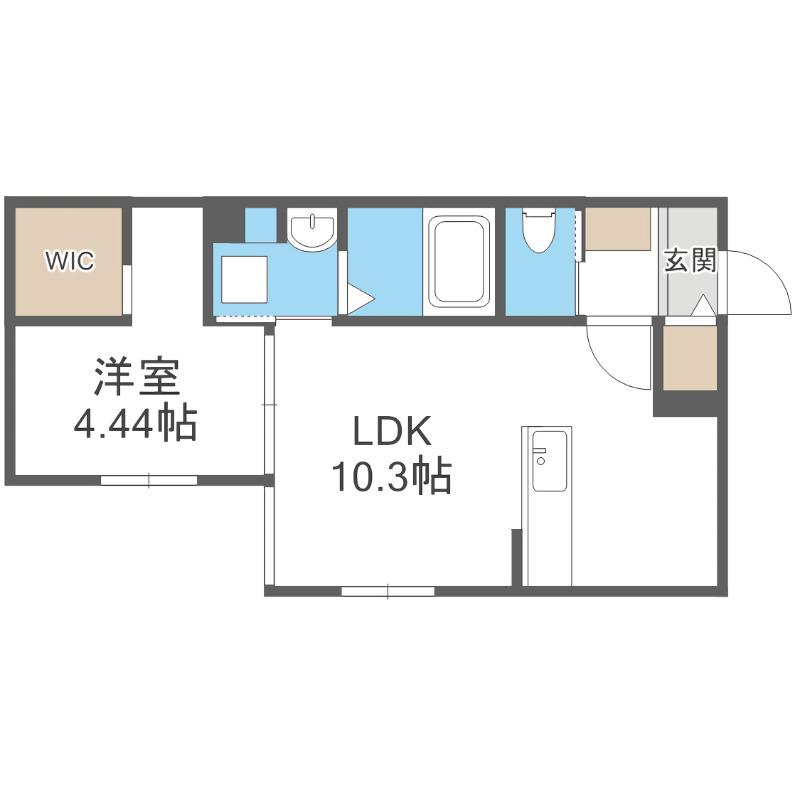 アーバス南円山(1LDK/2階)の間取り写真