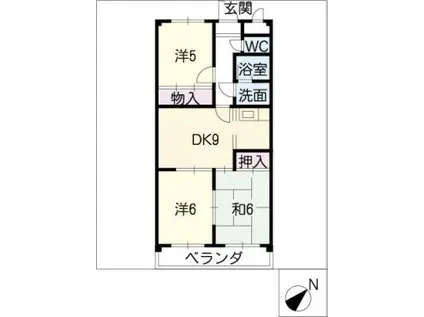 ユニベール滝の水(3DK/2階)の間取り写真