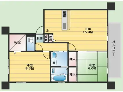アメニティーコート(2LDK/2階)の間取り写真