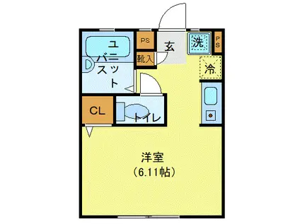ロータスター(ワンルーム/2階)の間取り写真