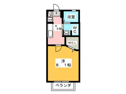 プランドールD(1K/2階)の間取り写真