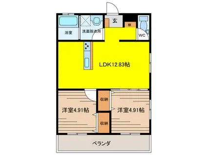 GRACE OHANA(2LDK/1階)の間取り写真