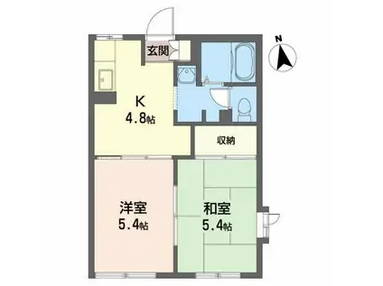 グランパティオ北上D(2K/1階)の間取り写真