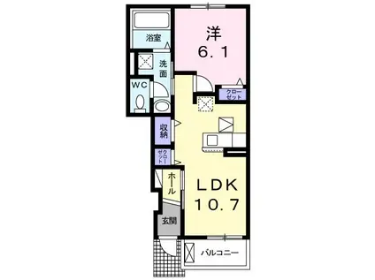 パークライフ八尾II(1LDK/1階)の間取り写真