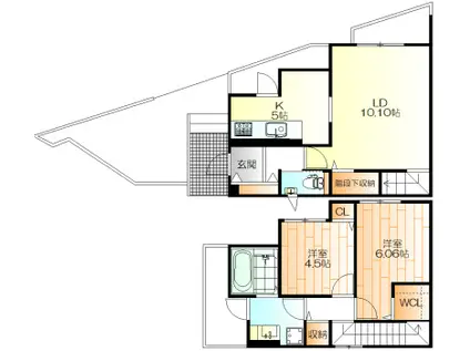 NOAK COURT HIYOSHI(2LDK/1階)の間取り写真