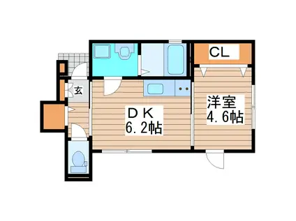 ビッグウィル(1DK/1階)の間取り写真