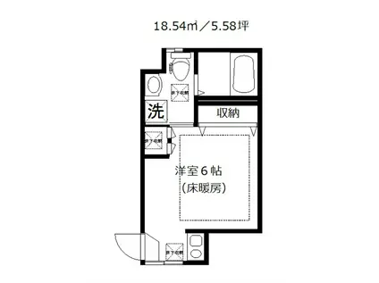 ル・シエル学芸大学(ワンルーム/1階)の間取り写真