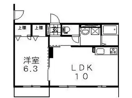 ハイム川東II(1LDK/2階)の間取り写真