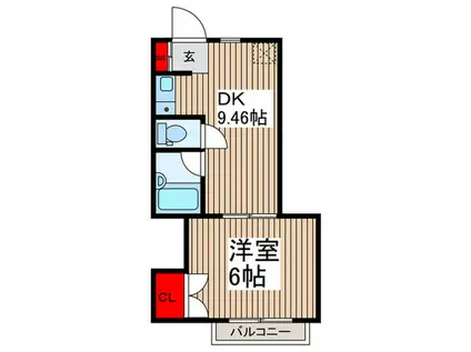 サアラオカダ(1DK/2階)の間取り写真