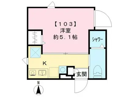 THE ROOMS 大森町駅前(1K/1階)の間取り写真