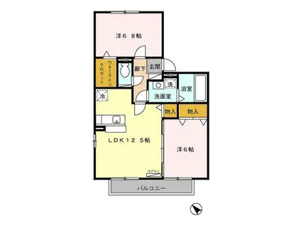 ヴィラパルテール(2LDK/1階)の間取り写真