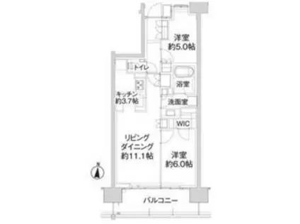 パークホームズ亀有ガーデンズコート(2LDK/2階)の間取り写真