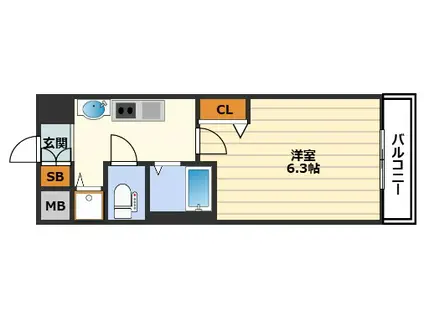 プレミアムコート天神橋エイト(1K/2階)の間取り写真