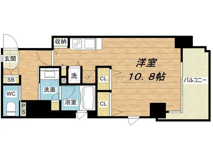 アーバネックス北浜(ワンルーム/11階)の間取り写真