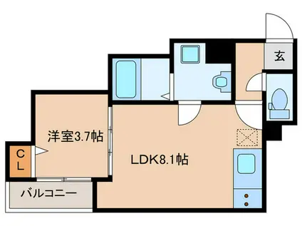 CRECIA 砂津(1LDK/2階)の間取り写真