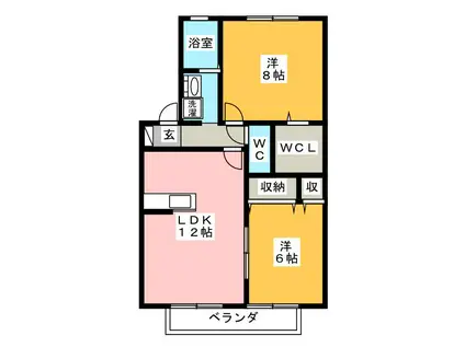 GRAND CHARIOT A(2LDK/2階)の間取り写真