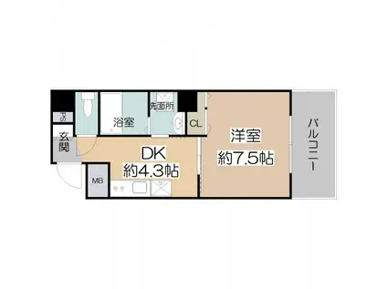 シーラビフォリア(1DK/6階)の間取り写真