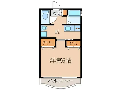 サムシング23(1K/1階)の間取り写真