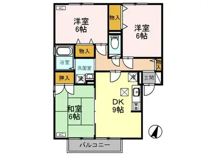 ヴィルクレール(3DK/1階)の間取り写真