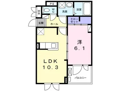 イデアル(1LDK/3階)の間取り写真