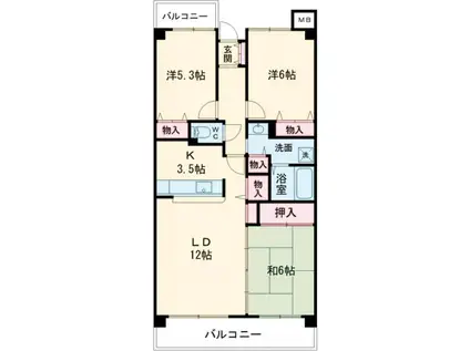 サンディ・パークス I番館(3LDK/10階)の間取り写真