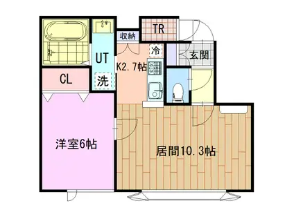 ラポールII(1LDK/1階)の間取り写真