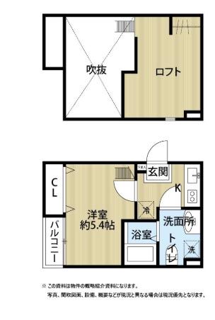 エスパーセK(1K/2階)の間取り写真