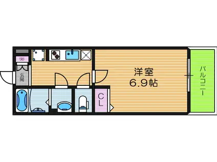 ノーブル阿倍野(1K/1階)の間取り写真
