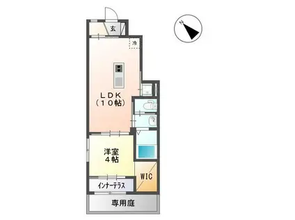 フィールリバーヒルズIV(1LDK/1階)の間取り写真