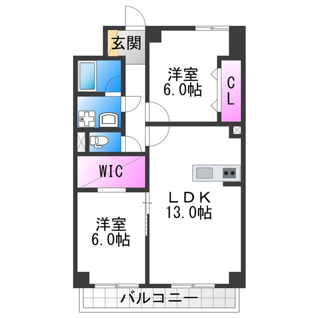 パークモダン住之江公園(2LDK/9階)の間取り写真