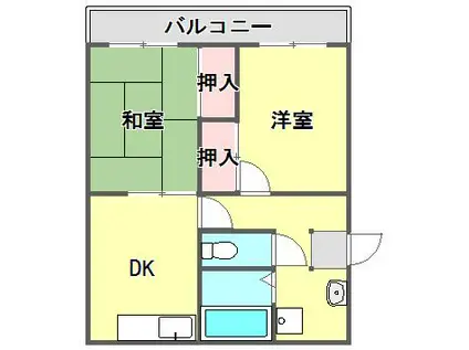 リバーハイツ武庫(2DK/2階)の間取り写真