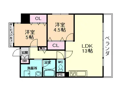 コート塚本(2LDK/7階)の間取り写真