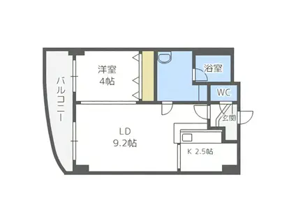 グランカーサ永山公園通ウエスト(1LDK/8階)の間取り写真
