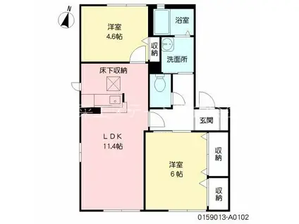 クレース・モール(2LDK/2階)の間取り写真