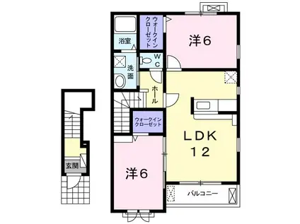 フィオーレくみのき(2LDK/2階)の間取り写真