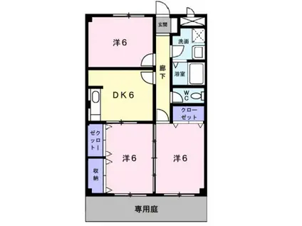 フリーダム常吉(3DK/1階)の間取り写真