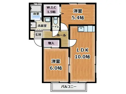 ウィステリア(2LDK/2階)の間取り写真