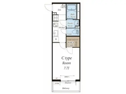 RASTA・D(1K/2階)の間取り写真