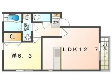 ポンテ・セジュール(1LDK/2階)の間取り写真