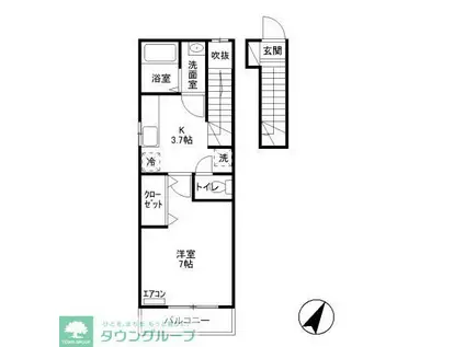 パティオ(1K/2階)の間取り写真