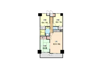 コンツェルトパーク古江(3LDK/4階)の間取り写真